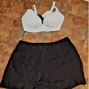 Swimsuits for All Women's Bra Underwire Bikini Top Plus 44F with Ruffle Skirt 3X